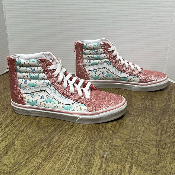 Vans Sk8-Hi Narwhal Shark Party Hi Tops Pink Glitter Sneakers Size 5.5 - Picture 3 of 16